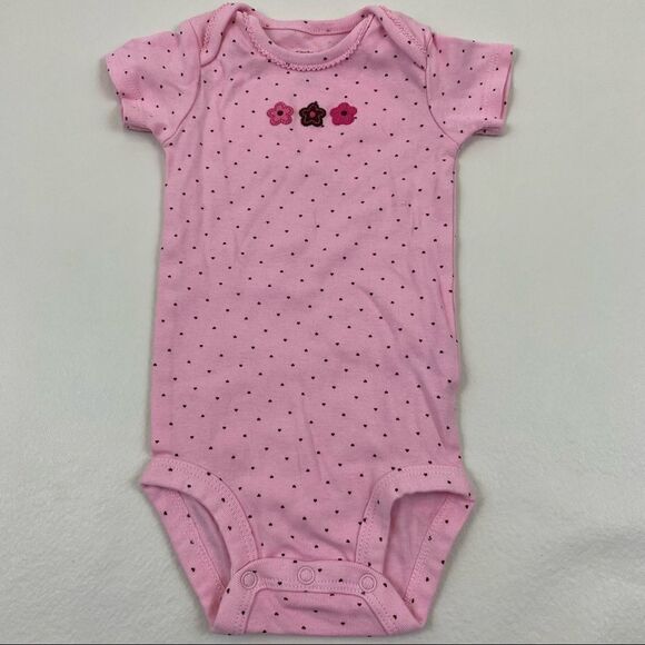 Pink and Brown Carter's snap crotch short sleeve onesie Girl 3 months bundle - Picture 6 of 13